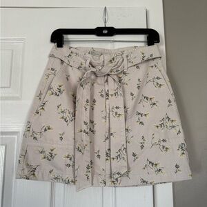 Topshop MOTO denim floral skirt front tie knot